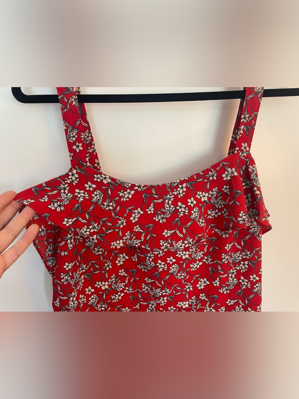 Banana Republic Red Floral Square-Neck Tank